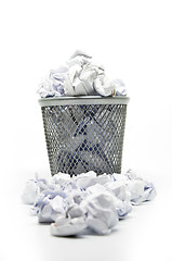 Image showing Garbage bin with paper waste