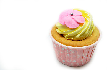 Image showing Cupcake with a pink sugar rose