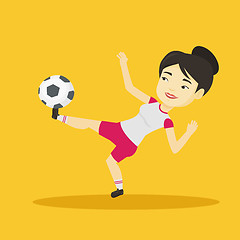 Image showing Soccer player kicking ball vector illustration.