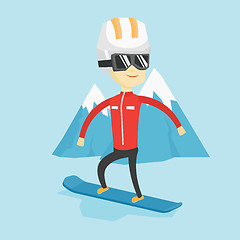 Image showing Young man snowboarding vector illustration.