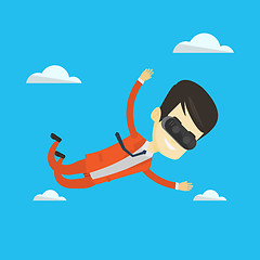 Image showing Businessman in vr headset flying in the sky.