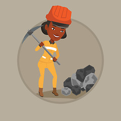 Image showing Miner working with pickaxe vector illustration.