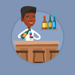 Image showing Bartender standing at the bar counter.