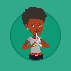 Image showing Young woman quitting smoking vector illustration.