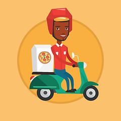 Image showing Man delivering pizza on scooter.