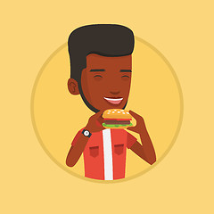 Image showing Man eating hamburger vector illustration.