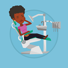 Image showing Woman suffering in dental chair.