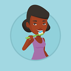 Image showing Woman brushing her teeth vector illustration.