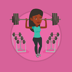 Image showing Woman lifting barbell vector illustration.