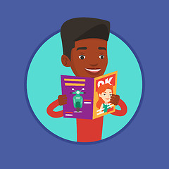 Image showing Man reading magazine vector illustration.