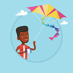 Image showing Young man flying kite vector illustration.