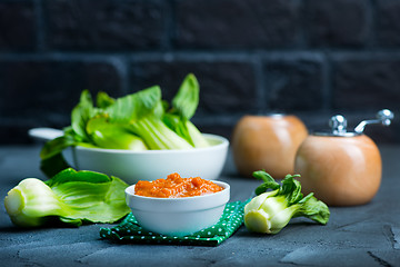 Image showing pak choi with sauce