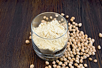 Image showing Flour chickpeas in glassful on board