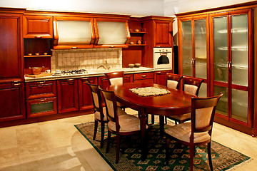 Image showing Big wooden kitchen