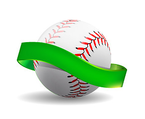 Image showing Vector baseball on white background with green ribbon.