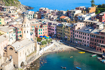 Image showing Vernazza in Cinque Terre, Italy - Summer 2016 - view from the hi