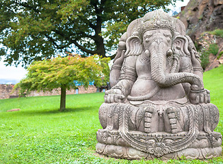 Image showing Ganesha statue in a beautiful mountain garden