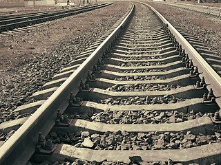 Image showing Railroad that go away, sepia