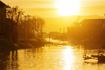 Image showing Inle Lake sunset , Myanmar.