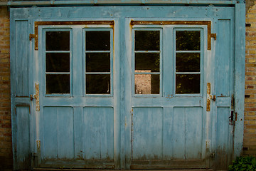 Image showing Blue door at the ecomusee in Alsace