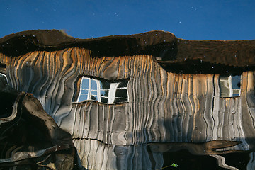 Image showing Reflection of a wooden house at the ecomusee in Alsace