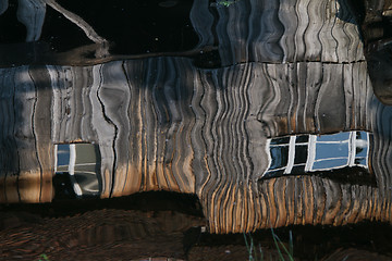 Image showing Reflection of a wooden house at the ecomusee in Alsace