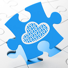 Image showing Cloud computing concept: Cloud With Code on puzzle background