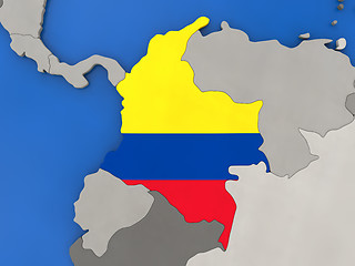 Image showing Colombia on globe