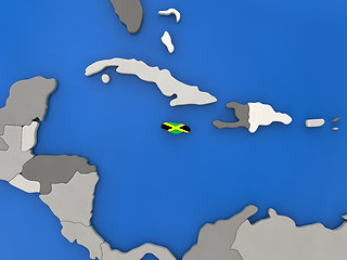 Image showing Jamaica on globe