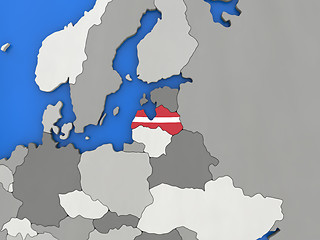 Image showing Latvia on globe