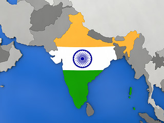 Image showing India on globe