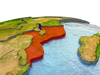 Image showing Mozambique on Earth in red