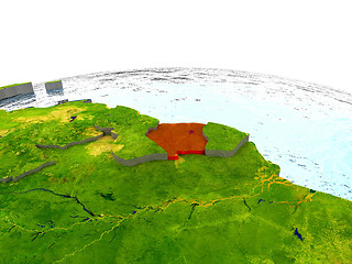 Image showing Suriname on Earth in red