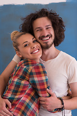 Image showing couple in love  over color background