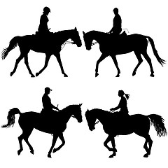 Image showing Set silhouette of horse and jockey