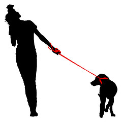 Image showing Silhouette of people and dog. illustration