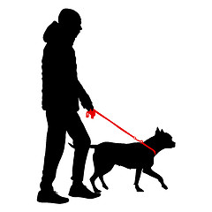 Image showing Silhouette of people and dog. illustration