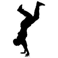 Image showing Black Silhouettes breakdancer on a white background