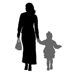 Image showing Silhouette of happy family on a white background. illustration.