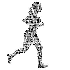 Image showing Black Silhouettes Runners sprint women on white background