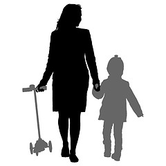 Image showing Silhouette of happy family on a white background. illustration.