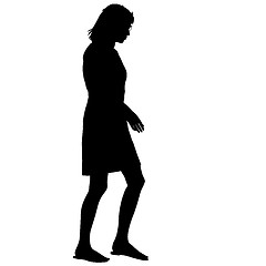 Image showing Black silhouette woman standing, people on white background