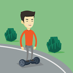 Image showing Man riding on self-balancing electric scooter.