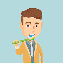 Image showing Man brushing his teeth vector illustration.