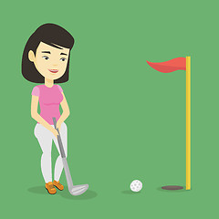 Image showing Golfer hitting the ball vector illustration.