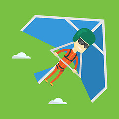 Image showing Man flying on hang-glider vector illustration.