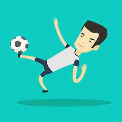 Image showing Soccer player kicking ball vector illustration.