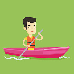 Image showing Man riding in kayak vector illustration.