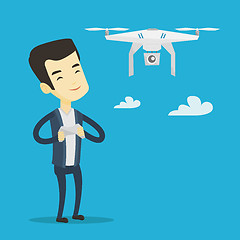 Image showing Man flying drone vector illustration.