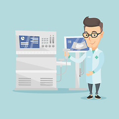 Image showing Male ultrasound doctor vector illustration.